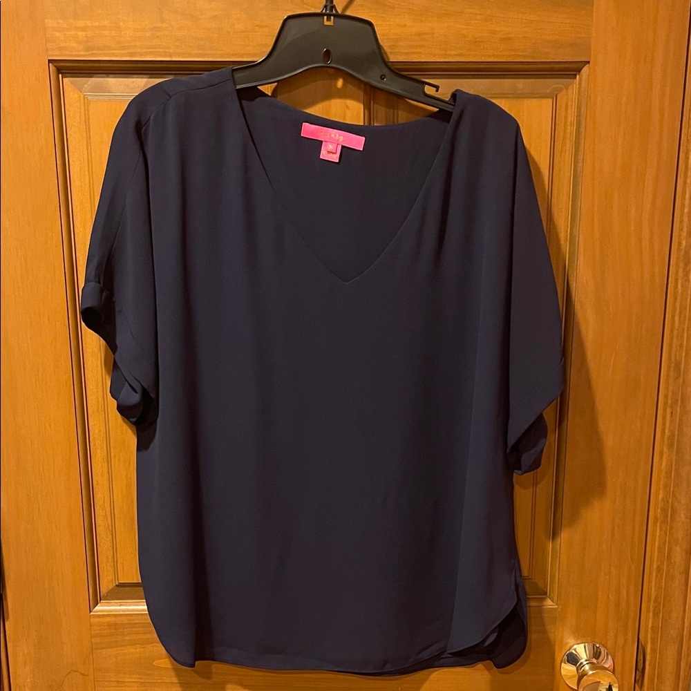 Lilly Pulitzer Women's Navy V-Neck Top